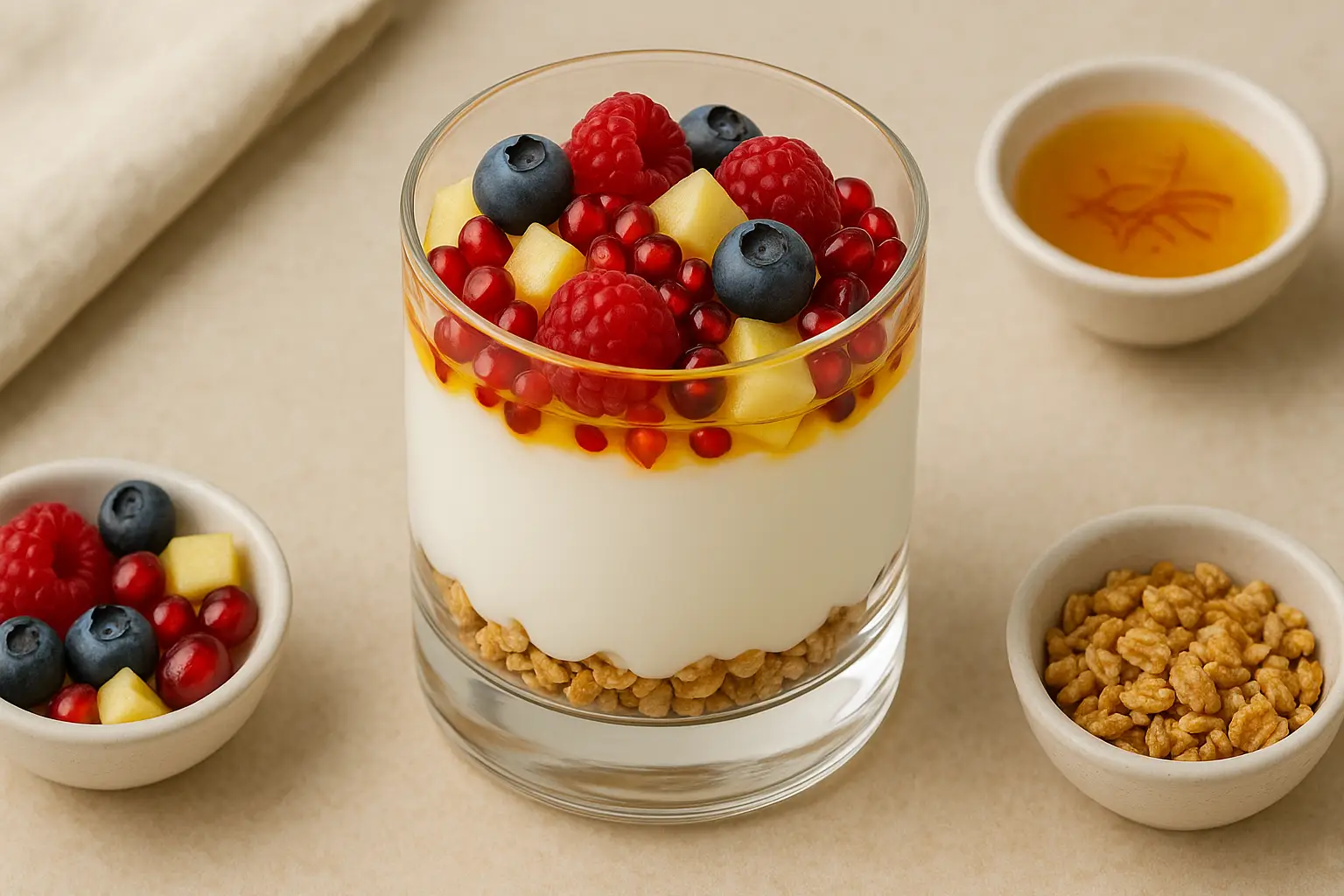 Greek Yogurt Fruit Parfait with Saffron Honey